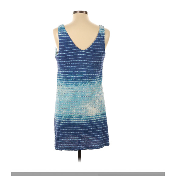 Lauren Ralph Lauren Blue Ombre Striped T-Shirt Dress V-Neck Sleeveless Sz L Chic - Picture 2 of 7